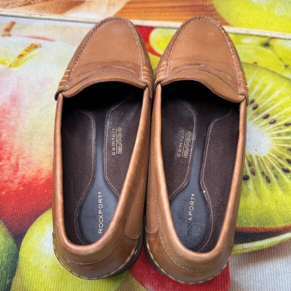 Rockport Mens Leather Loafers Size 10.5 W Brown Slip-On Dress Shoes main image 5